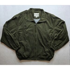 Norm Thompson Olive Green Vintage Men's Full Zip Faux Suede Jacket. Size L
